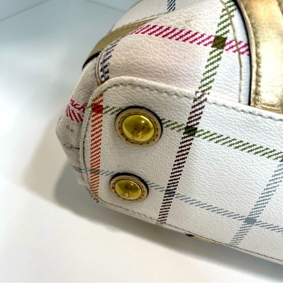 Coach F19176 Peyton Tattersall Plaid Satchel Tote Coated Canvas Ivory Multi H013 - Picture 11 of 16